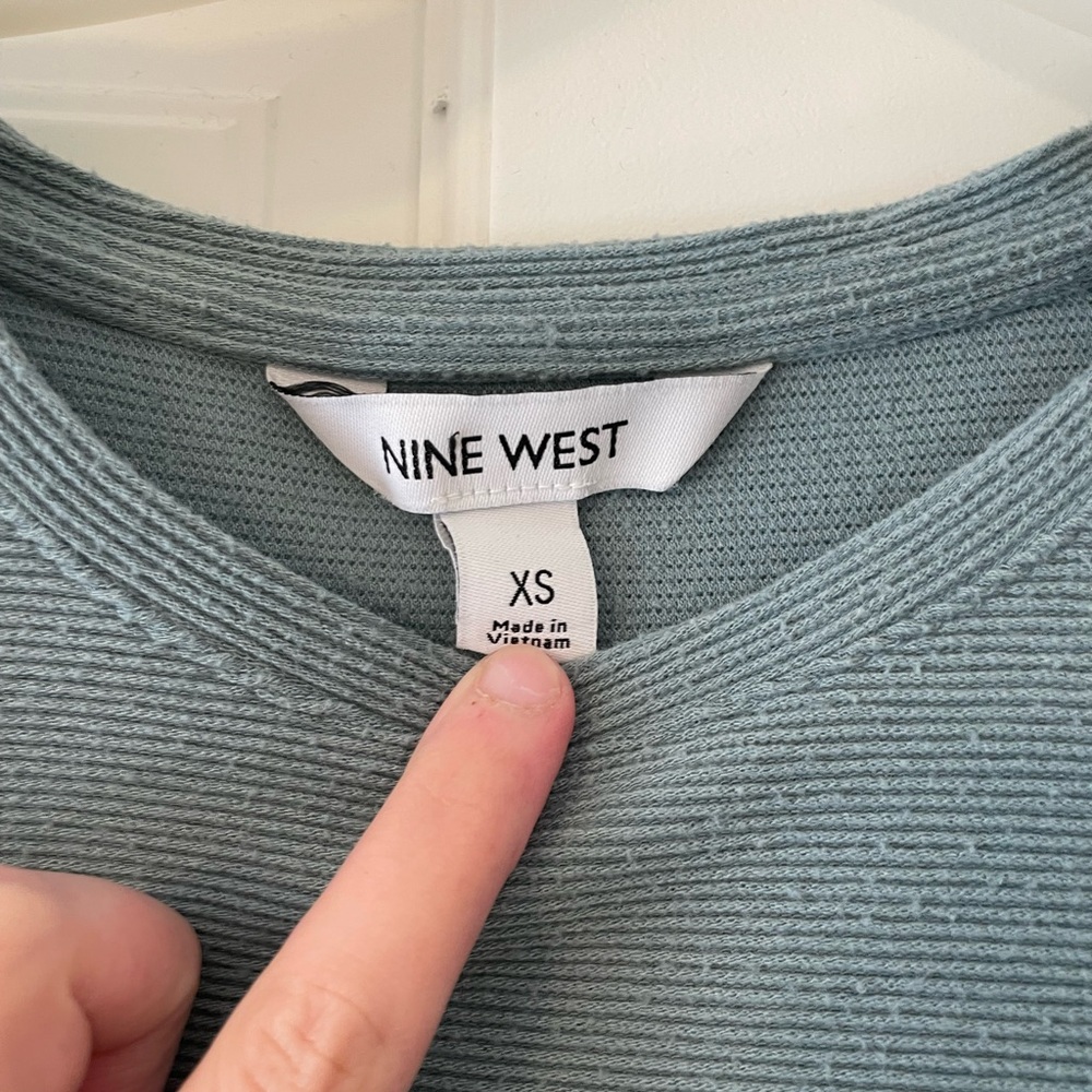 Nine West Puff Sleeve Blouse in Teal - Picture 3 of 3